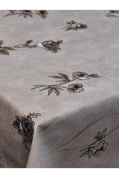 GÜMÜŞ PARLAK SİLİNEBİLİR MASA ÖRTÜSÜ - ELYAFLI PVC MUŞAMBA - Resim 6