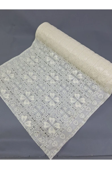 PVC KÜPÜR DANTEL RAF VE DOLAP ÖRTÜSÜ RUNNER  (KREM) - Resim 2