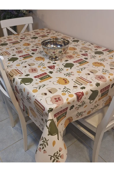 Elyaflı Pvc Muşamba - Desenli Silinebilir Masa Örtüsü ( YEŞİL) - Resim 2