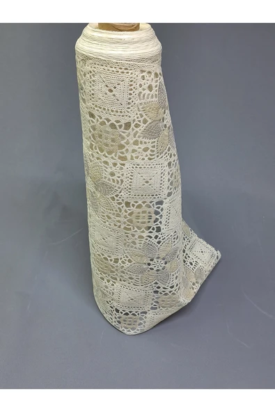 PVC KÜPÜR DANTEL RAF VE DOLAP ÖRTÜSÜ RUNNER  (KREM) - Resim 4