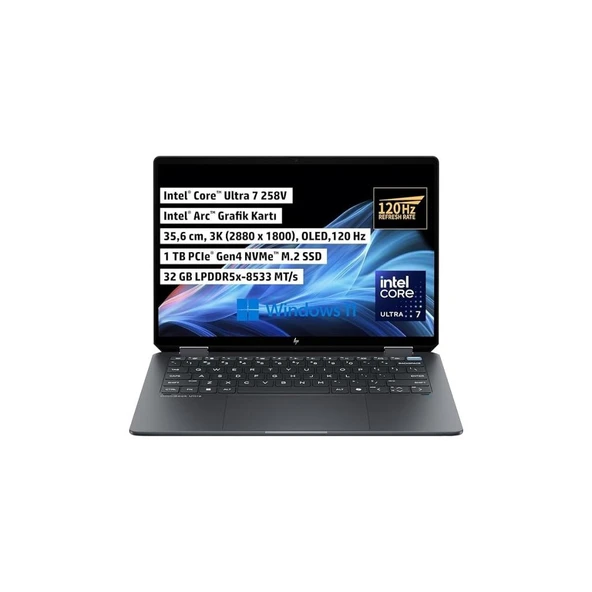 HP OmniBook Ultra Flip 14-FH0001NT B46ZFEA Ultra 7 258V 32 GB 1 TB SSD Arc Graphics 14" İkisi Bir Arada Notebook - TESHİR ürün görseli 1