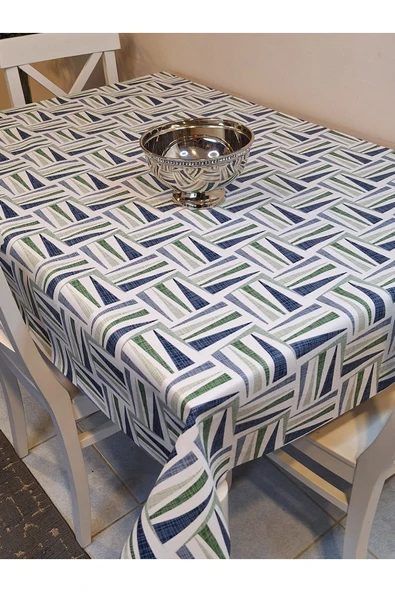 Elyaflı Pvc Muşamba Desenli Silinebilir Masa Örtüsü Yeşi?l - Resim 3