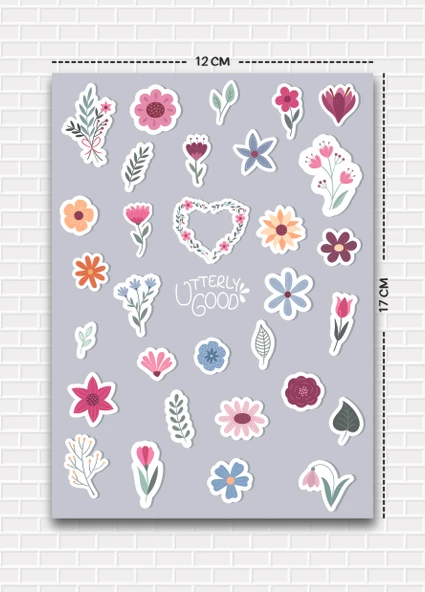 Utterly Good Çiçek Temalı 5'li Sticker  Bullet Journal  Notebook  Ajanda  Scrapbook Için Uygun Set - Resim 3