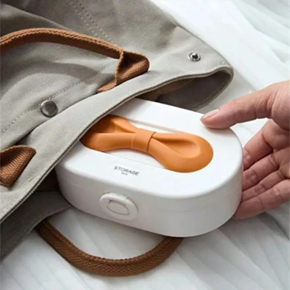 Aynalı Taşınabilir Takı Kutusu | Kadın Makyaj&aksesuar Düzenleyici Pembe Mor Kurdele - Resim 6