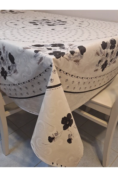 DORA PANO Elyaf Tabanlı Pvc Muşamba - Desenli Silinebilir 155 YUVARLAK Hazır Masa Örtüsü - Resim 5