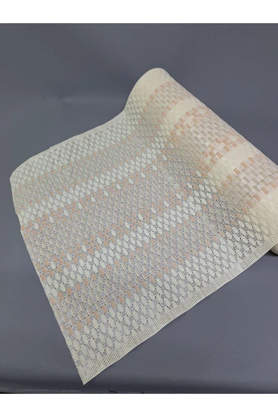 PVC KÜPÜR DANTEL RAF VE DOLAP ÖRTÜSÜ RUNNER  (KAHVE-KREM ) - Resim 2