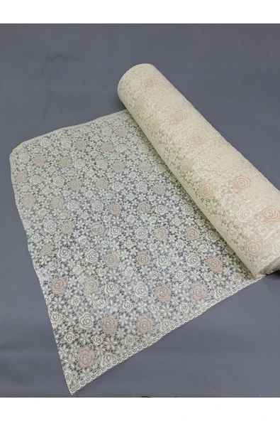 PVC KÜPÜR DANTEL RAF VE DOLAP ÖRTÜSÜ RUNNER  (KREM) - Resim 3