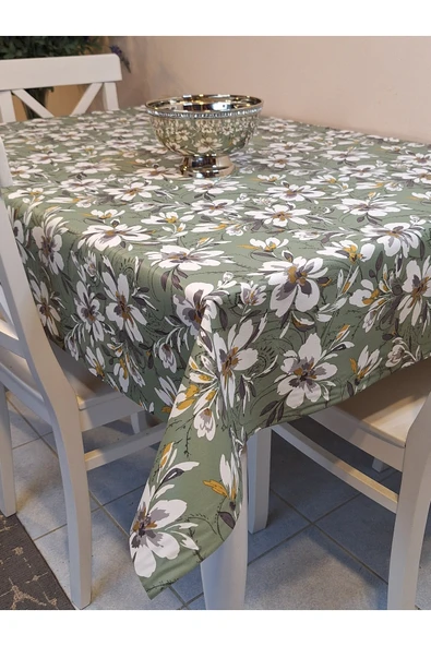 Elyaflı Pvc Muşamba - Desenli Silinebilir Masa Örtüsü ( YEŞİL ) ürün görseli