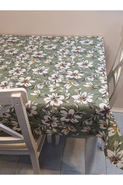 Elyaflı Pvc Muşamba - Desenli Silinebilir Masa Örtüsü ( YEŞİL ) - Resim 4