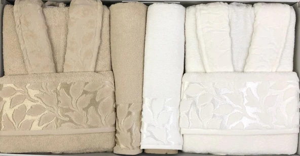 Fiesta Kısmi Kadife Jakarlı %100 Pamuklu Aile Bornoz Seti - Resim 5