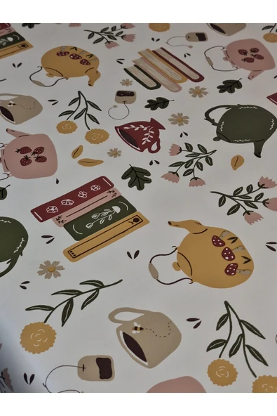 Elyaflı Pvc Muşamba - Desenli Silinebilir Masa Örtüsü ( YEŞİL) - Resim 7