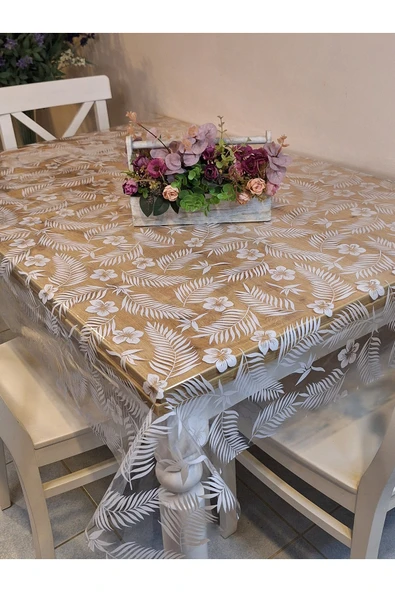 Şeffaf 0.018 Mm Pvc Muşamba - Desenli Silinebilir Şeffaf Masa Örtüsü - Resim 2