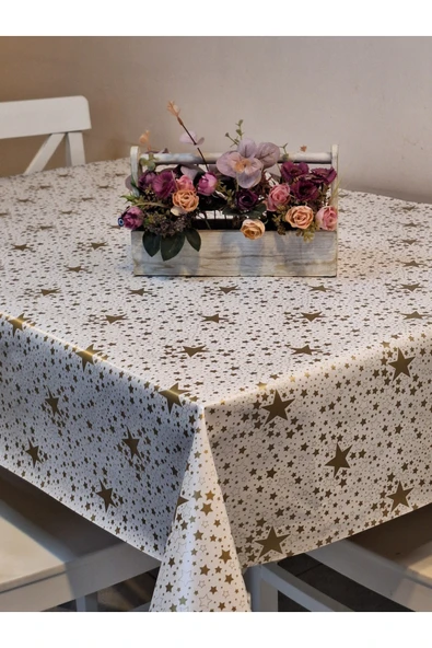Elyaflı Pvc Muşamba - Desenli Silinebilir Masa Örtüsü (GOLD) ürün görseli