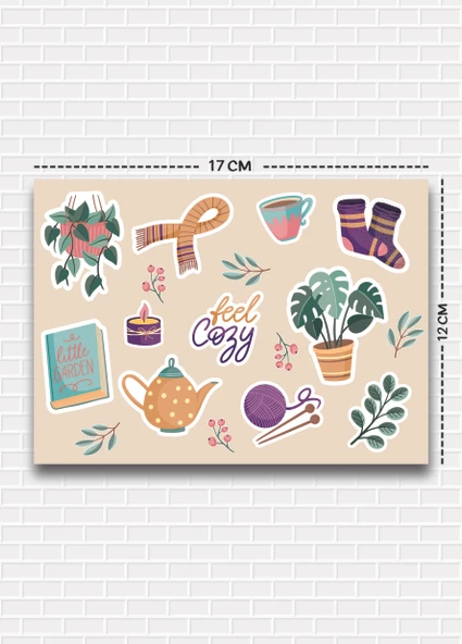 Utterly Good Cozy Temalı 5'li Sticker  Bullet Journal  Notebook  Ajanda  Scrapbook Için Uygun Set - Resim 2