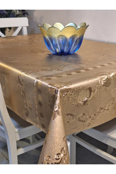GOLD  PARLAK SİLİNEBİLİR MASA ÖRTÜSÜ - ELYAFLI PVC MUŞAMBA ürün görseli