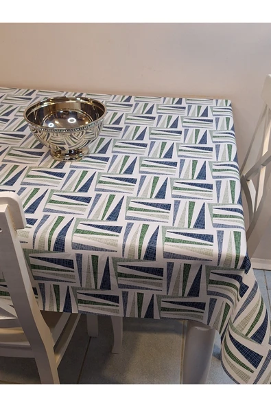 Elyaflı Pvc Muşamba Desenli Silinebilir Masa Örtüsü Yeşi?l - Resim 4