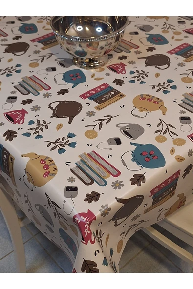 Elyaflı Pvc Muşamba - Desenli Silinebilir Masa Örtüsü ( YEŞİL) - Resim 10