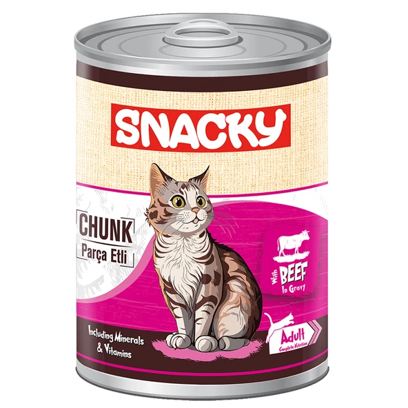 Snacky Parça Etli Sığırlı Yetişkin Kedi Konserve 400 Gr ürün görseli 1