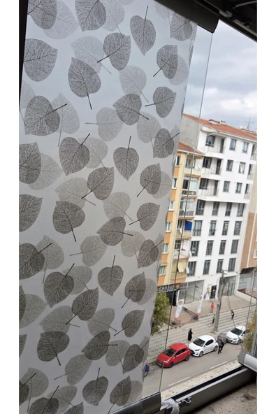 Statik Cam Filmi Beyaz Yaprak Desenli Folyo – Duşa Kabin, Pencere ve Ofis Dekorasyon Kaplaması - Resim 5