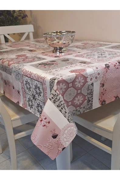 Elyaflı Pvc Muşamba - Desenli Silinebilir Masa Örtüsü ( MAVİ ) - Resim 8