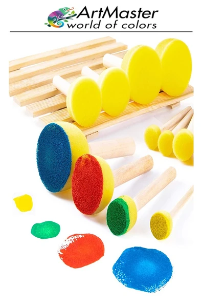 Tuval Seti 25x25 1 Paket Masaüstü Şövale Mydido Akrilik Boya Plastik Spatula Resim Fırçası Palet Ponpon Sünger Fırça - Resim 4