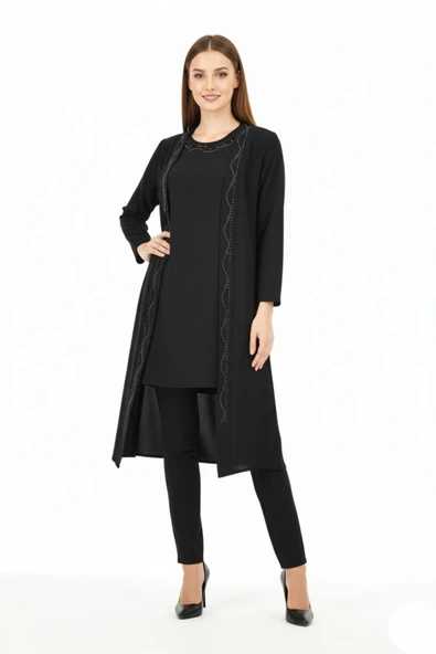 Kadın Taşlı 2 Li Kombin Elbise BGL-ST04712 - Resim 5