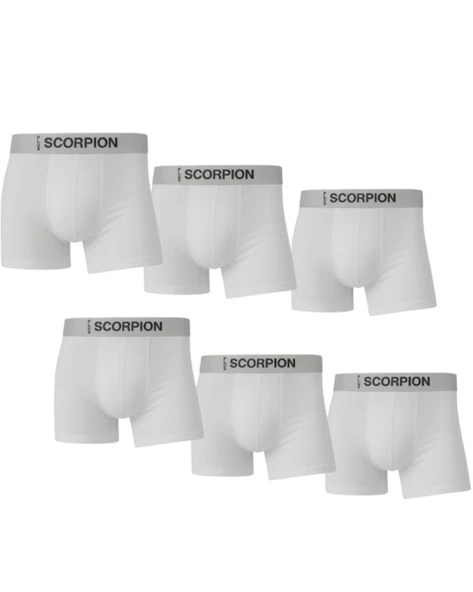 Erkek 6’lı Modal Boxer Seti – Nefes Alabilir Esnek Bel Lastikli Beyaz Erkek Boxer ürün görseli