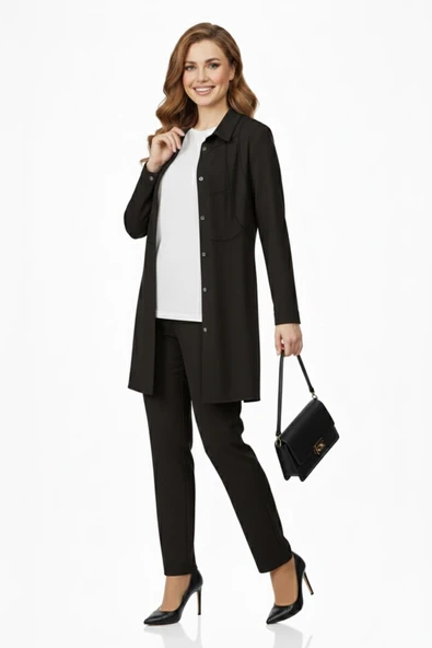 Kadın Taşlı Bluz Pantolon Tunik 3 Lü Takım BGL-ST04733 - Resim 6