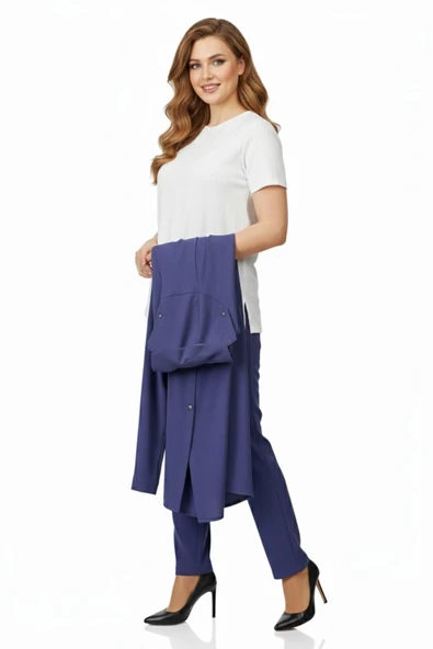 Kadın Taşlı Bluz Pantolon Tunik 3 Lü Takım BGL-ST04733 - Resim 11