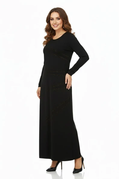 Kadın Uzun Kol Taşlı Sandy Elbise BGL-ST04663 - Resim 4