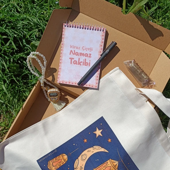 Utterly Good Kiraz Çiçeği Namaz Takibi Manevi Koleksiyon Seti  Defter  Kalem  Zikirmatik  Tespih  Bez Çanta Hediyeli ürün görseli