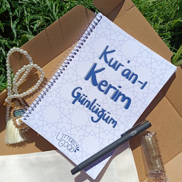 Utterly Good Kur'an-ı Kerim Günlüğüm Manevi Koleksiyon Seti Defter Kalem Zikirmatik Tespih Bez Çanta Hediyeli - Resim 3