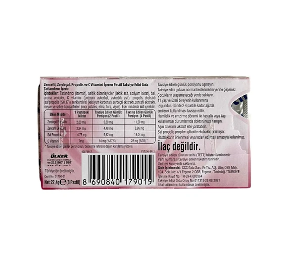 Ülker Pastil Zencefil Zerdeçal Propolis Aromalı 22,4 gr 12 Adet - Resim 4