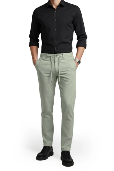 DeepSEA Erkek Esnek Kumaş Slim Fit Beli Lastikli Günlük Spor Pantolon 2601070 - Resim 8