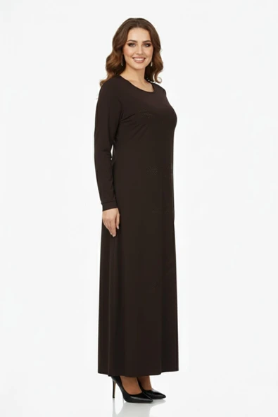 Kadın Uzun Kol Taşlı Sandy Elbise BGL-ST04663 - Resim 7