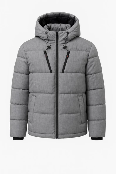 Slim Fit Erkek Kapşonlu Şişme Mont - 7453 ürün görseli