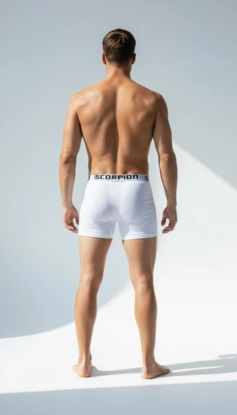 Erkek 6’lı Boxer Seti – Beyaz Renk Esnek Bel Lastikli - Resim 5