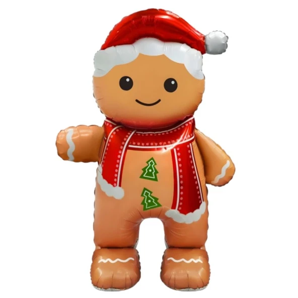 Yılbaşı Partisi Ayaklı Kurabiye Adam Folyo Balon - Resim 2