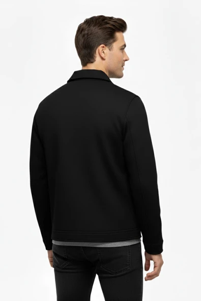 Erkek Siyah Silim Fit Mevsimlik Süet Spor Mont BGL-ST05016 - Resim 6