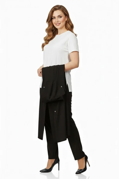 Kadın Taşlı Bluz Pantolon Tunik 3 Lü Takım BGL-ST04733 - Resim 10