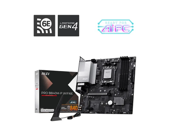 MSI PRO B840M-P WIFI6E DDR5 mATX AM5 - Resim 4