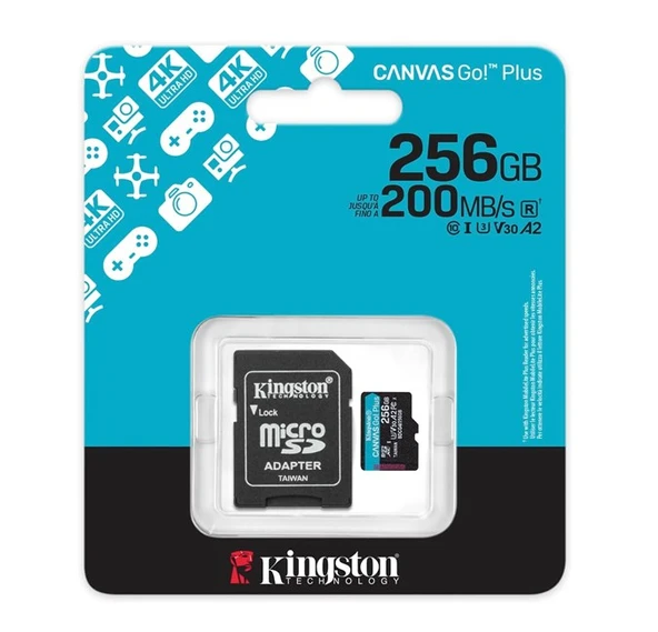 Kingston 256GB mSDXC CanvasGo+ 200MB SDCG4/256GB ürün görseli 1
