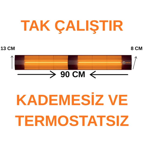 SUNSTAR HALOJEN ELEKTİRİKLİ SOBA İNFRARED ISITICI 3600W - Resim 2