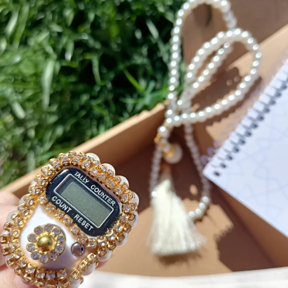 Utterly Good Kiraz Çiçeği Namaz Takibi Manevi Koleksiyon Seti  Defter  Kalem  Zikirmatik  Tespih  Bez Çanta Hediyeli - Resim 2