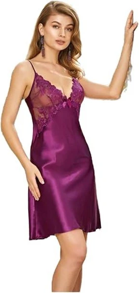 Nurteks Kadın Dantelli Saten Gecelik 5444 - Resim 2