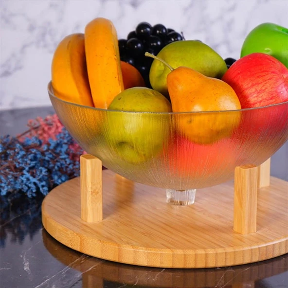 Bambum Kuga Cam Kapaklı Ayaklı Kek Fanusu 30 Cm - Resim 3