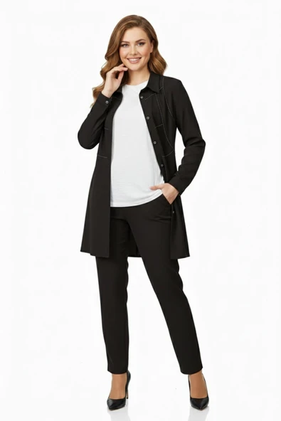 Kadın Taşlı Bluz Pantolon Tunik 3 Lü Takım BGL-ST04733 - Resim 4