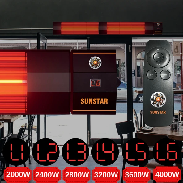 SUNSTAR DIŞ MEKAN HALOJEN ELEKTİRİKLİ SOBA İNFRARED ISITICI 4000W KUMANDALI - Resim 5