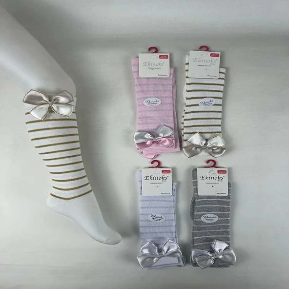 KIZ BEBEK FİYONKLU DİZ ALTI ÇORAP (3 ADET) ürün görseli 1