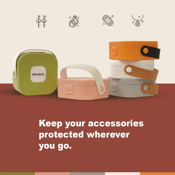 Mini Takı Kutusu Ayna ve 4 Bölmeli Seyahat Düzenleyici – Kolye, Küpe, Yüzük Saklama Kutusu Yeşil - Resim 3